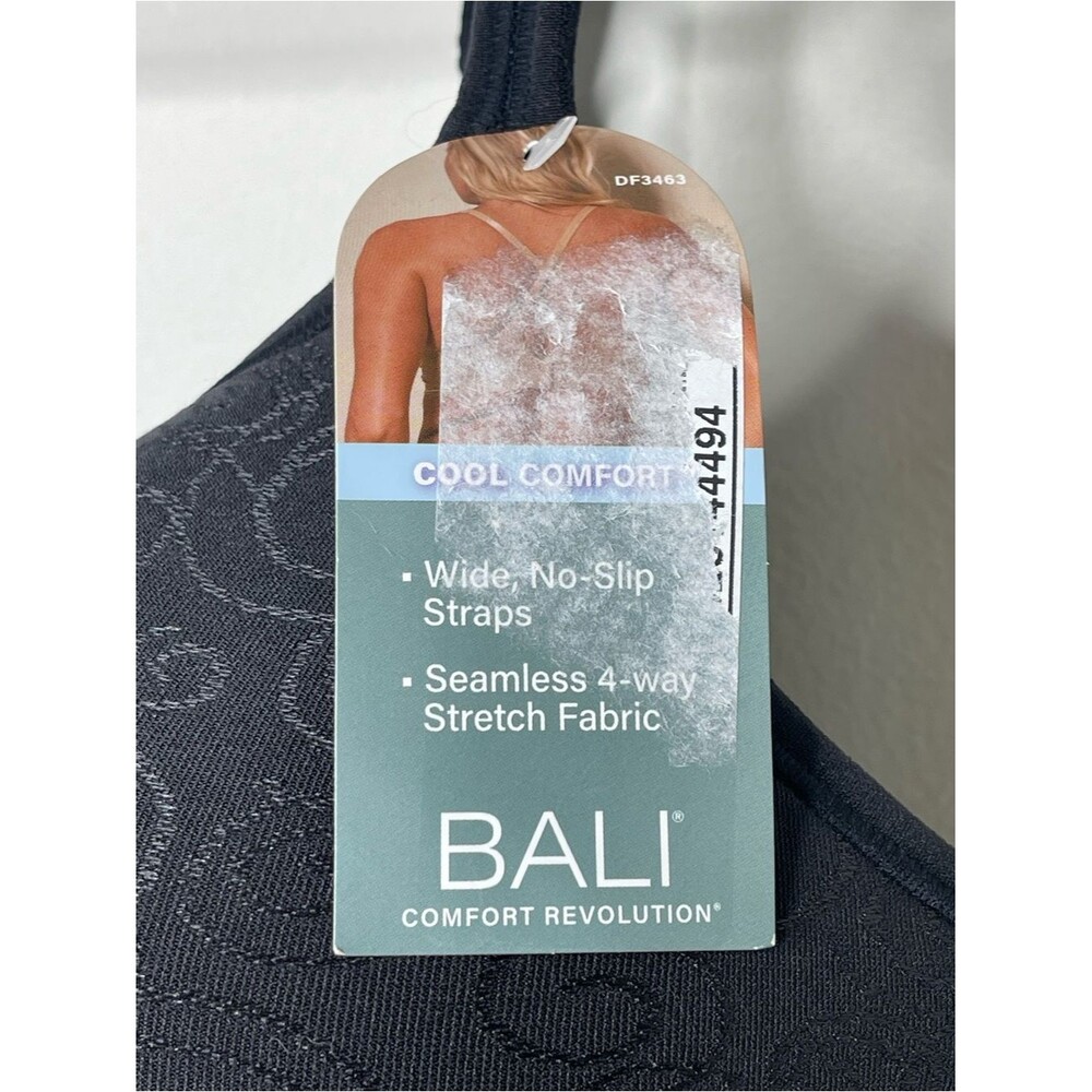 Bali Comfort Revolution Wire-Free Bra 42C Black Swirl Adjustable - Picture 3 of 8